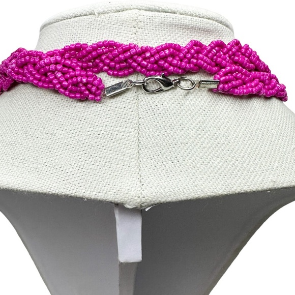 Hot Pink Fuchsia Seed Bead Long Necklace - Picture 5 of 5